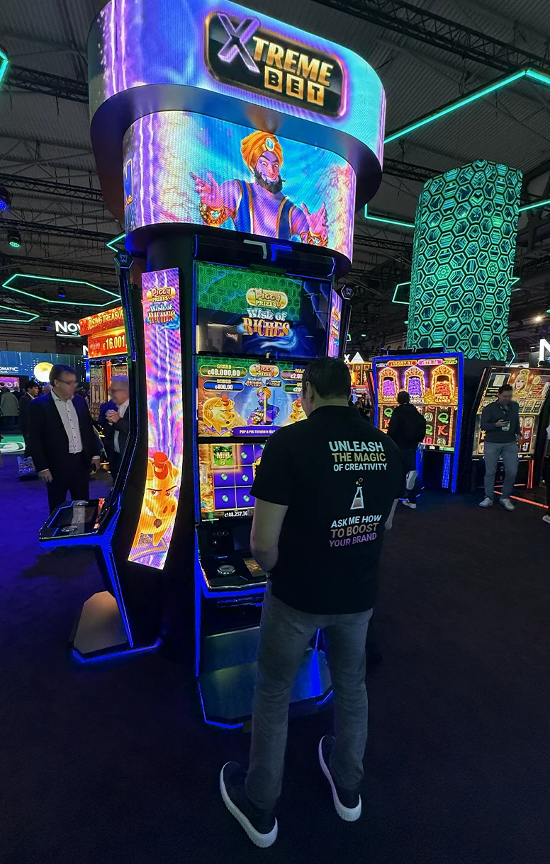 Playing some slot machine at ICE Barcelona 2026 Playing some slot machine at ICE Barcelona 2026