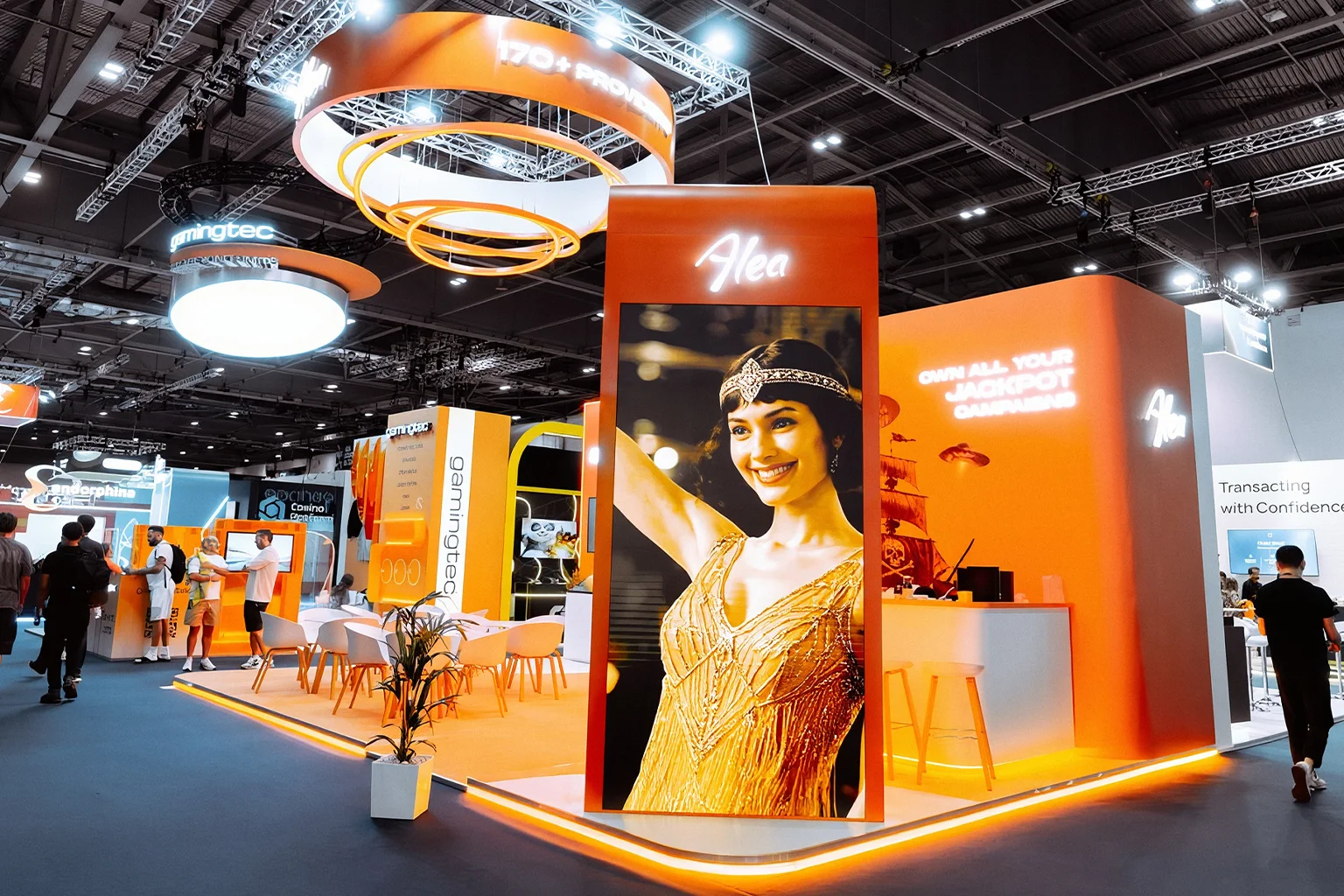 ALEA Booth at IGBLive London 2026 with the AI Cinematic playing